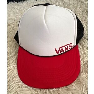 Vintage Vans Off The Wall Black Mesh Trucker Hat Snapback Mens One Size